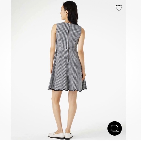 Kate Spade XS Jazzy Gingham Scalloped Ponte Dress Black White Fit & Flare - Picture 2 of 9